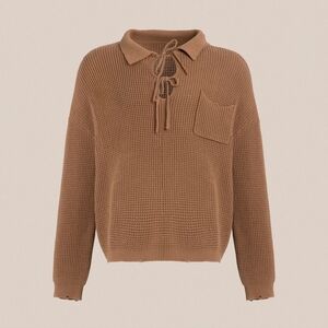 FOUND Tie-Collar Knit Sweater